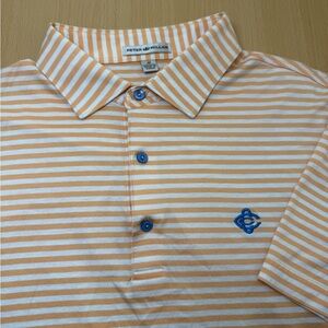 Peter Millar Men's Orange Striped Polo Shirt